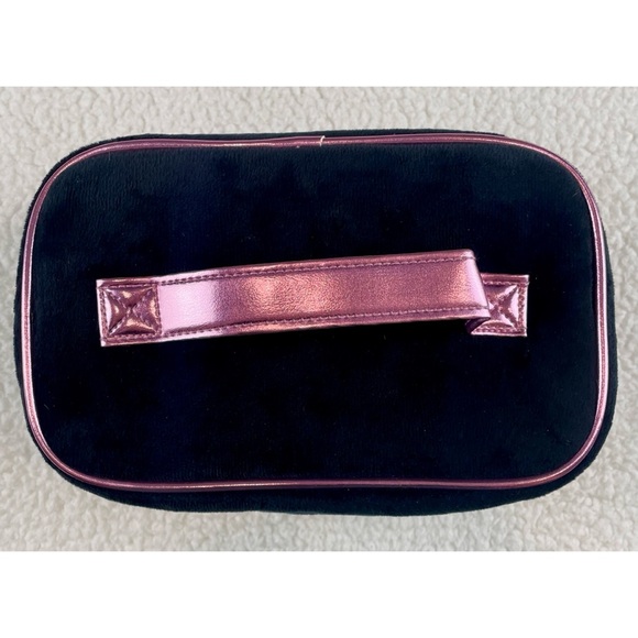 (NWT) JUICY COUTURE • Black/Pink Velour Rhinestone Travel Cosmetic Bag - Picture 7 of 16